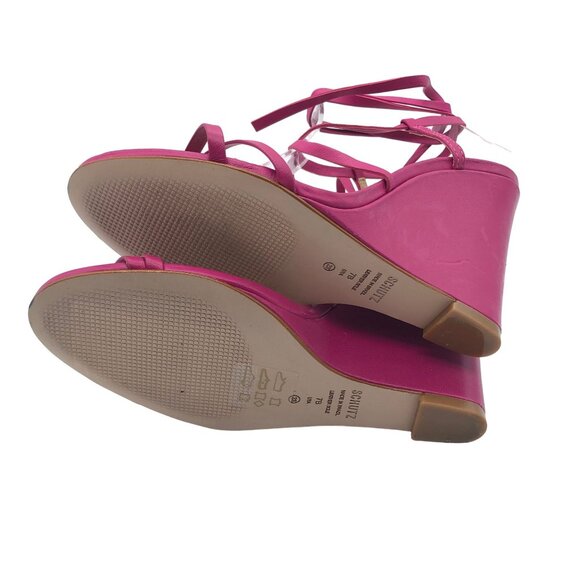 Schutz Deonne Strappy Fuchsia Wedge Leather Sandals Ankle Strap Size 7 B - Picture 8 of 10